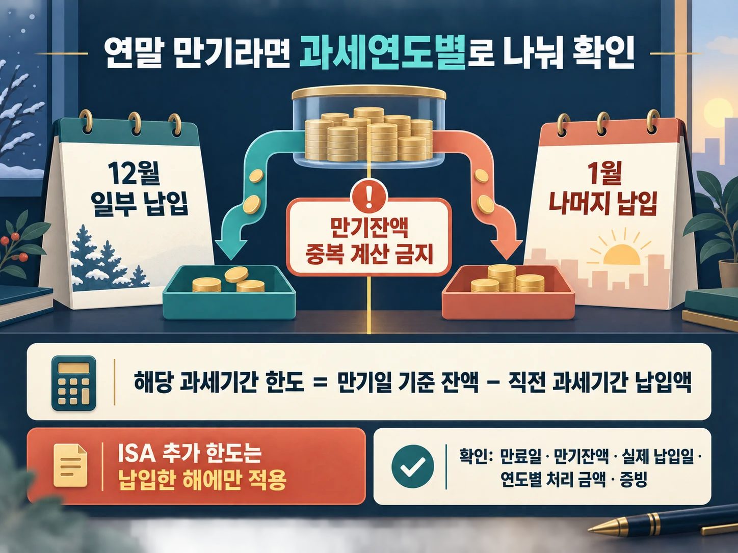 연말 ISA 만기자금 이전 시 과세연도별 금액 확인