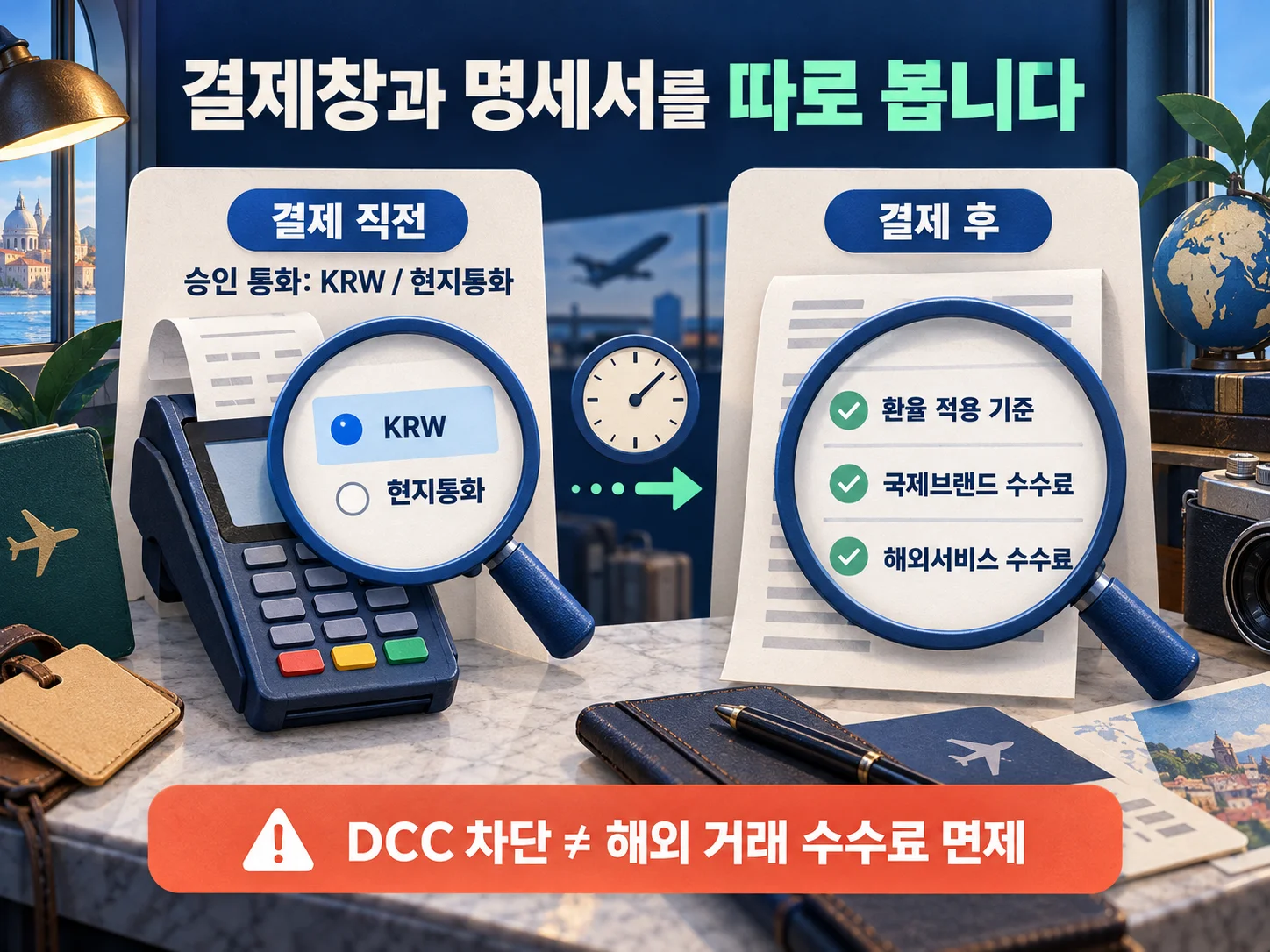 해외 결제 명세서의 국제브랜드 수수료와 해외서비스 수수료 확인