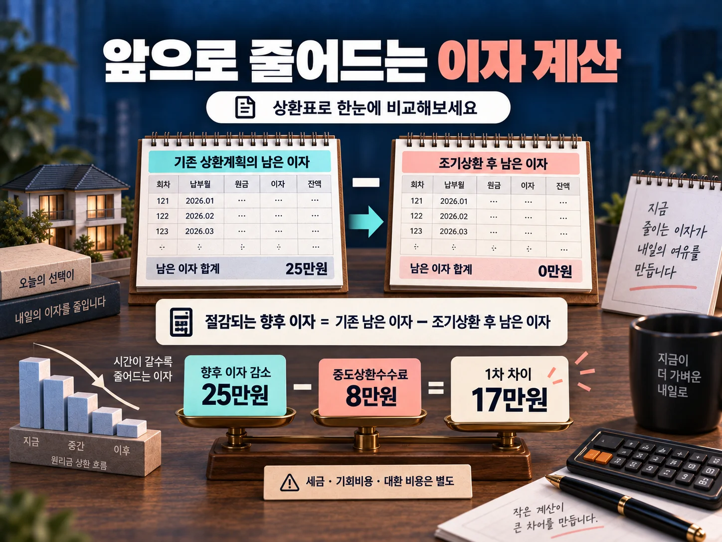 조기상환 후 절감 이자와 중도상환수수료 비교