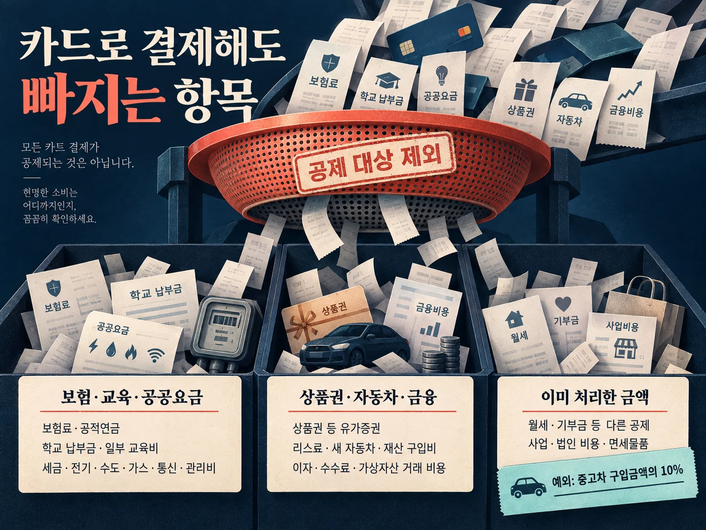 - 연말정산 카드 소득공제에서 제외되는 주요 결제 항목