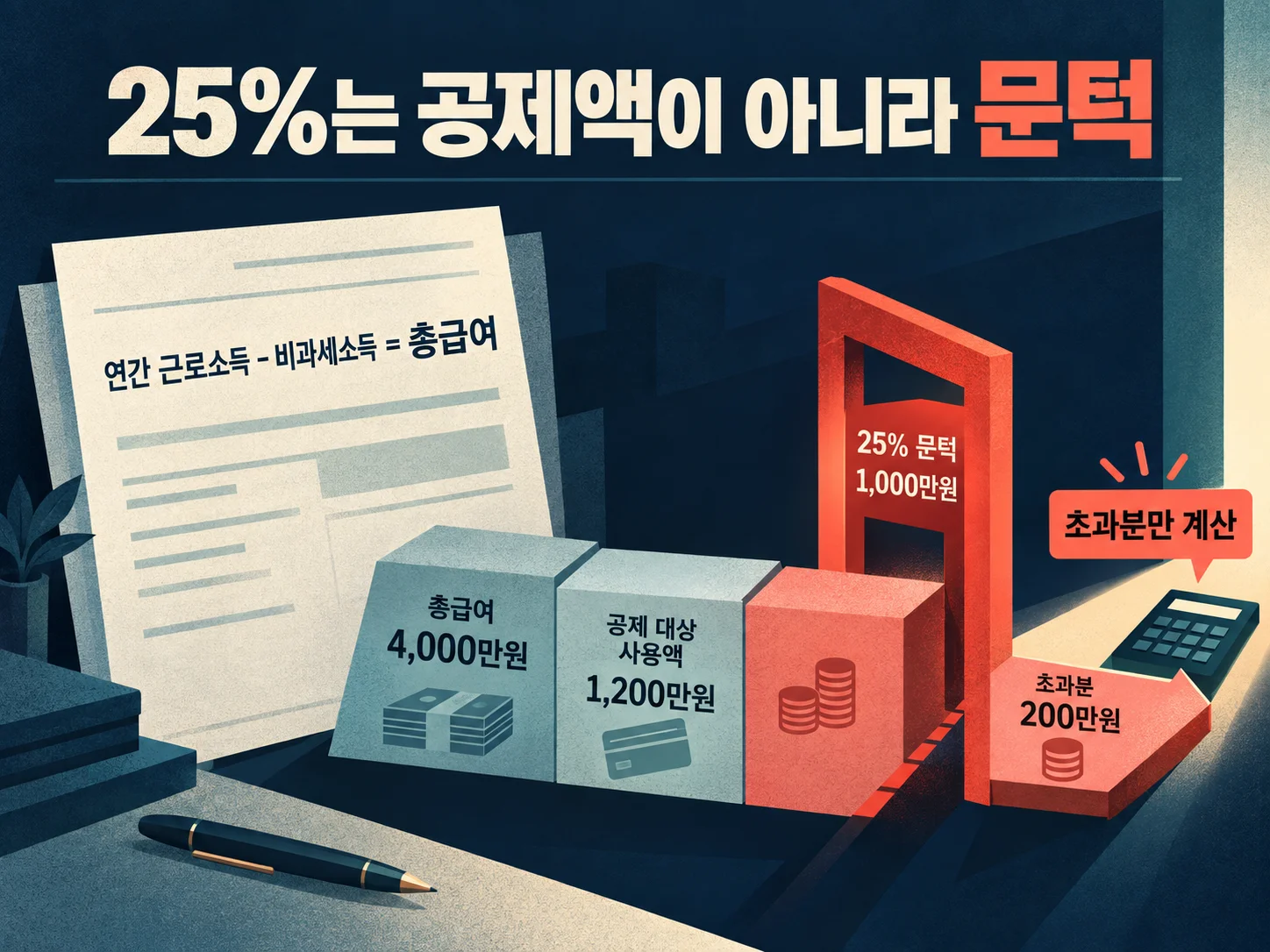 - 총급여 25% 문턱과 신용카드 소득공제 대상 사용액