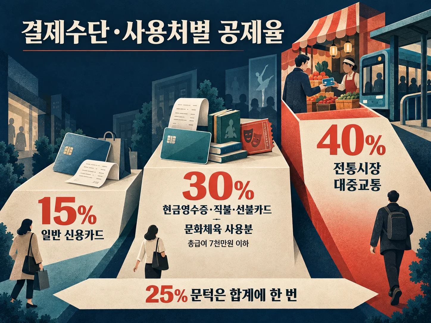 - 결제수단과 사용처별 신용카드 소득공제율 비교