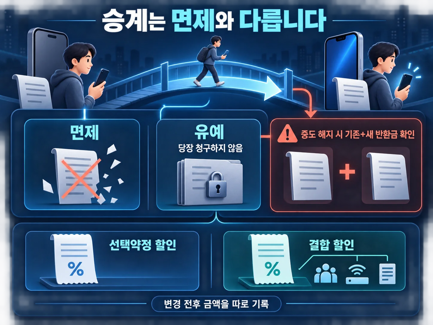 선택약정 승계와 결합 할인 변동을 확인하는 이미지