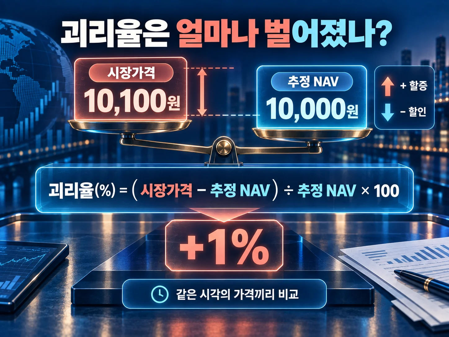 ETF 시장가격과 추정 NAV의 괴리율·할증·할인 확인
