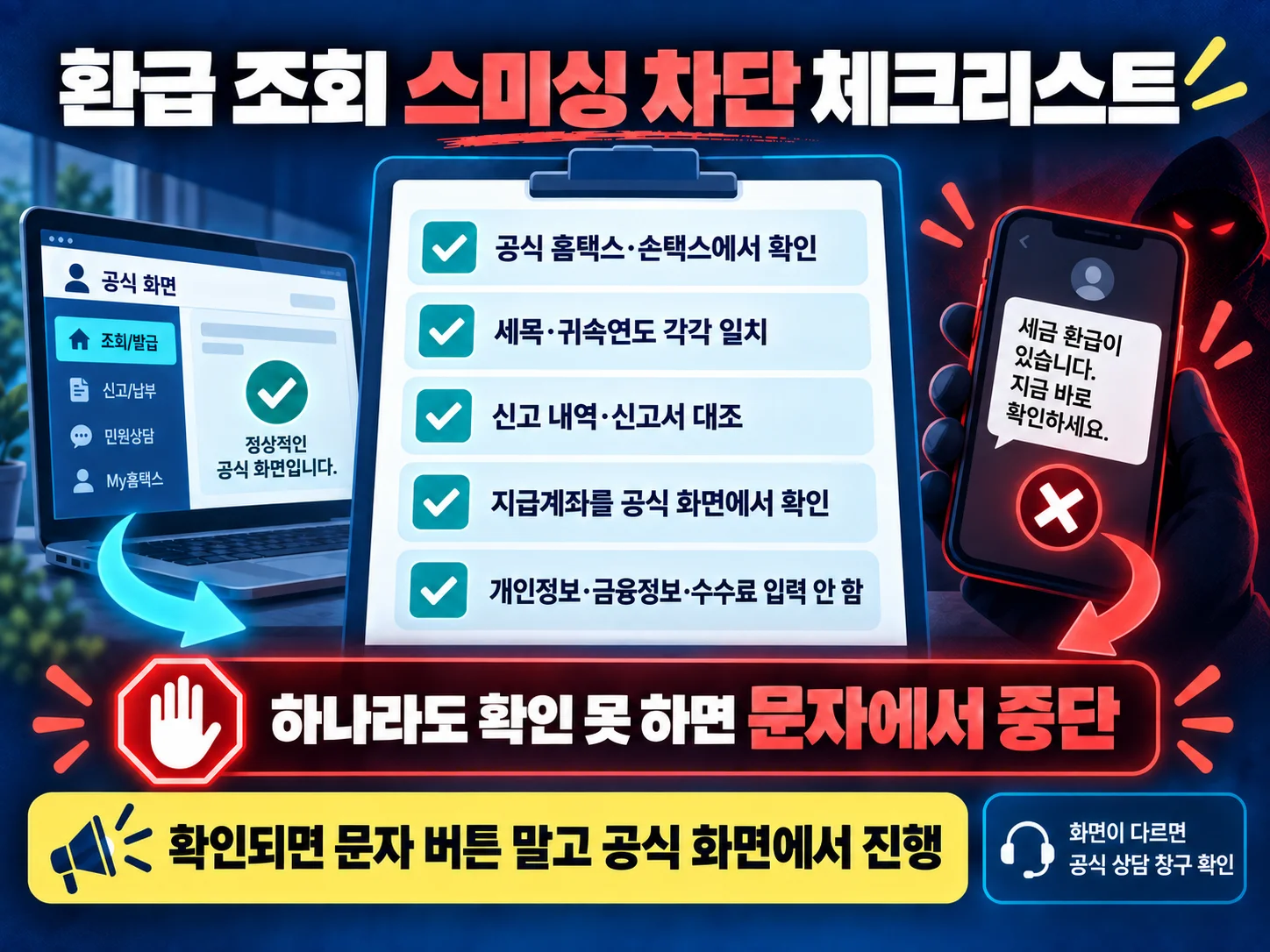 환급 조회 스미싱 피해를 막는 공식 홈택스 확인 체크리스트
