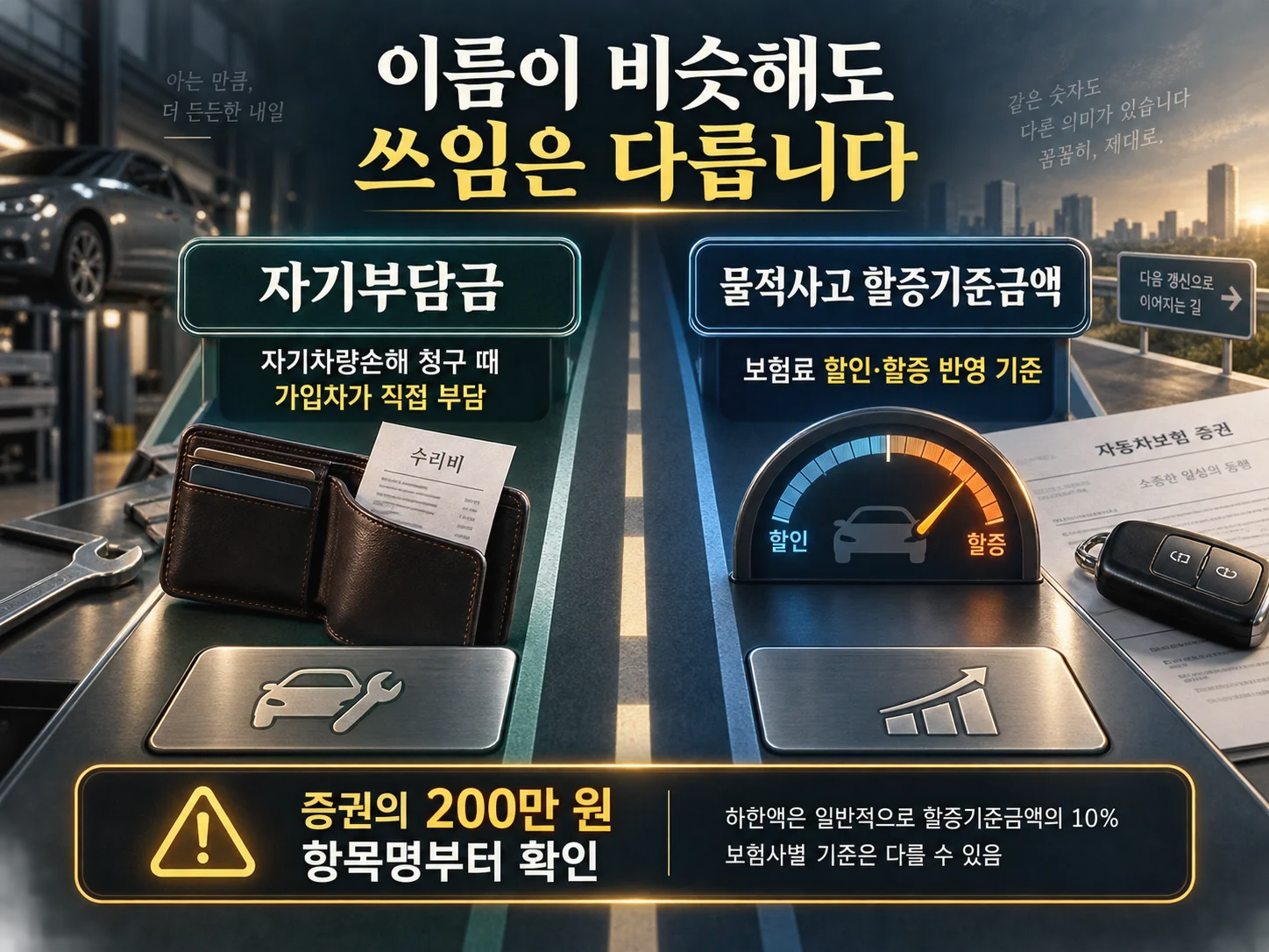 물적사고 할증기준금액과 자동차보험 자기부담금 구분