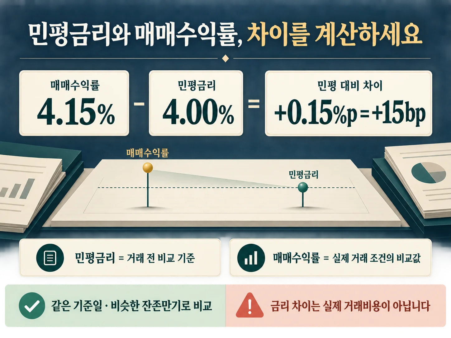 민평금리와 매매수익률의 차이를 bp로 계산하는 회사채 비교