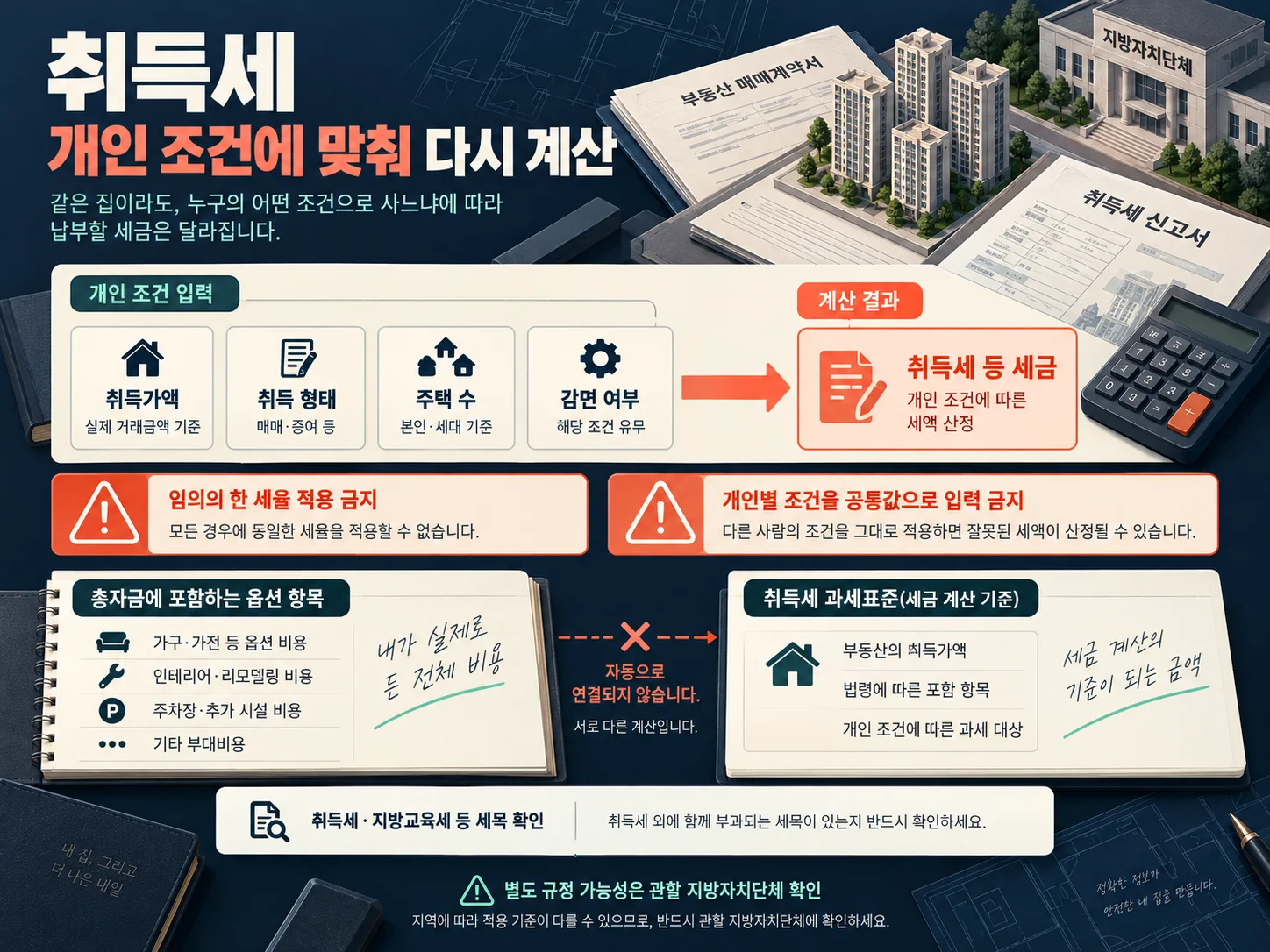 취득세 조건을 개인별로 확인해 아파트 분양 필요현금에 반영