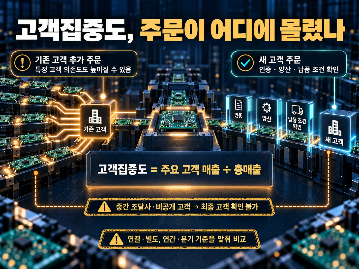 고객집중도와 수주 계약상대방 비교