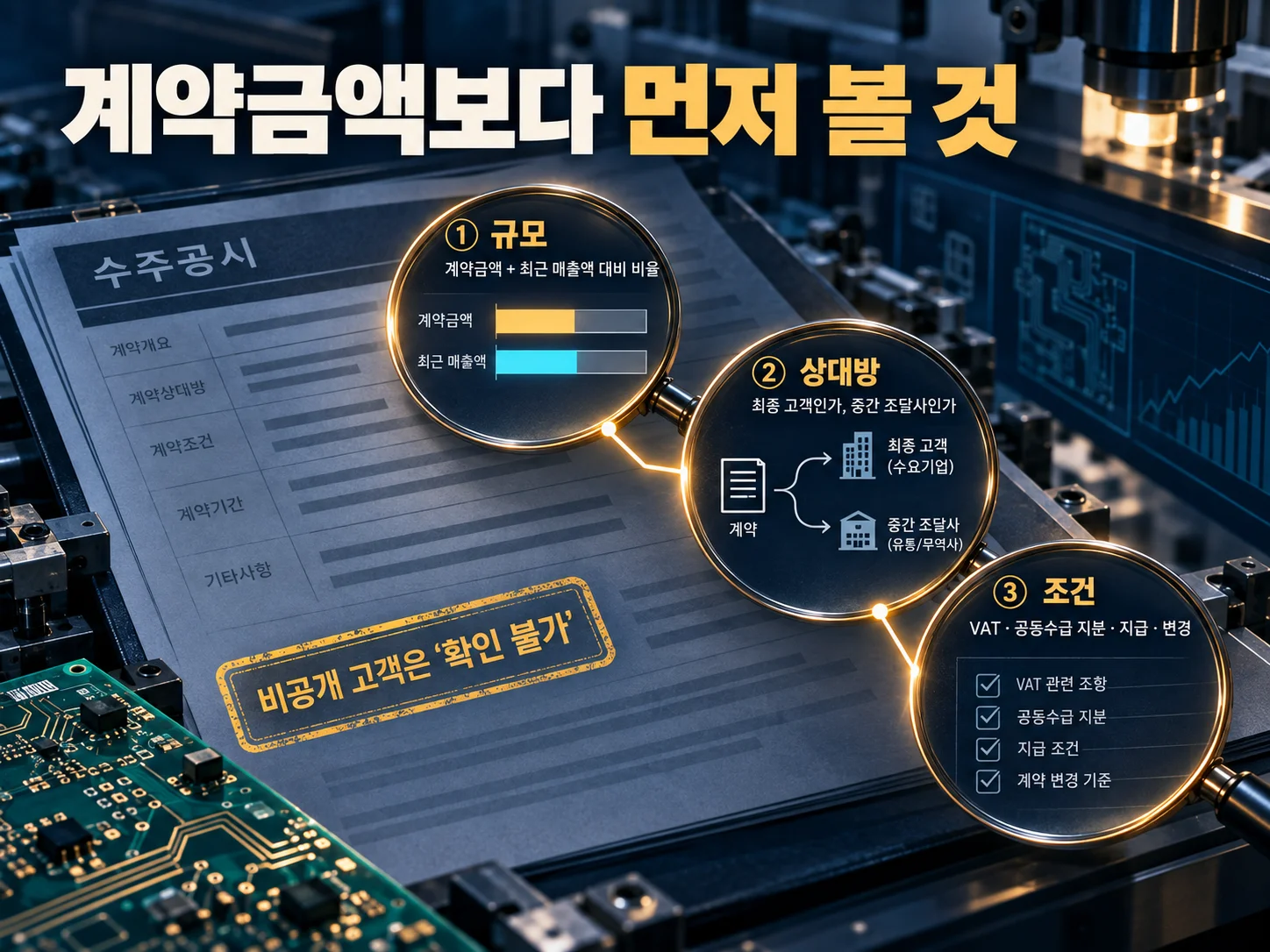 수주공시 계약금액·계약상대방 확인 항목
