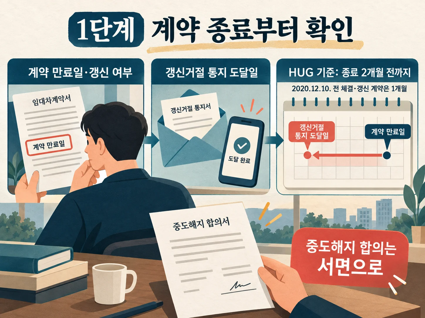 전세 계약 종료일과 갱신거절 통지 도달일 확인