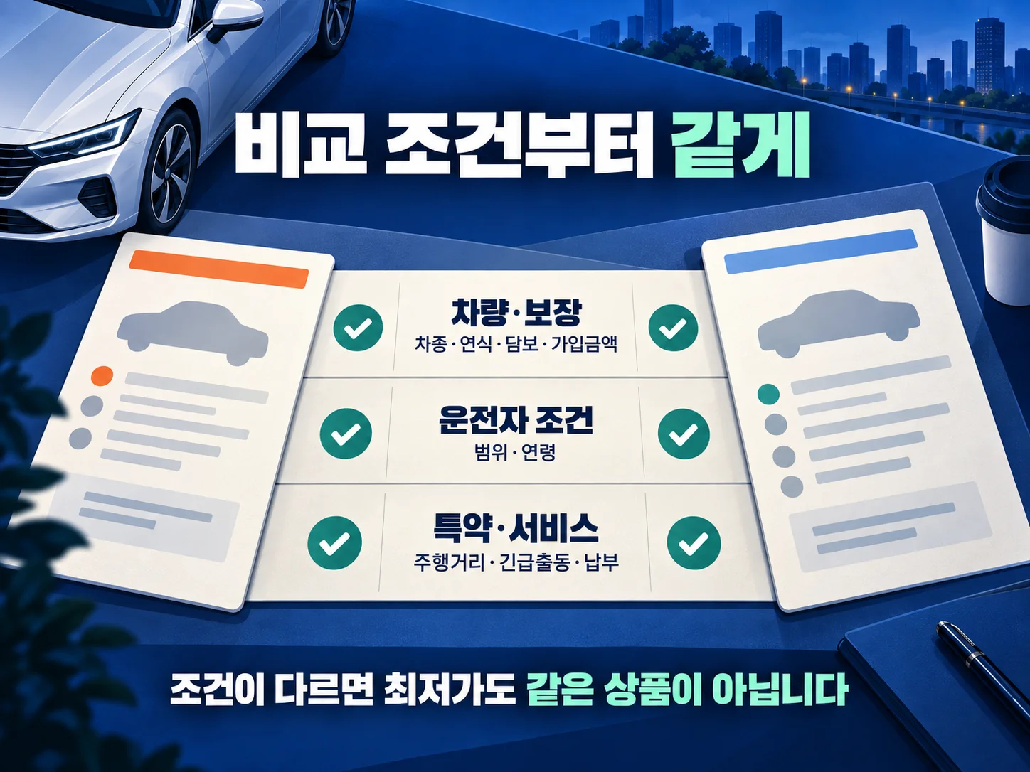 자동차보험 비교견적 전 동일 조건 체크리스트