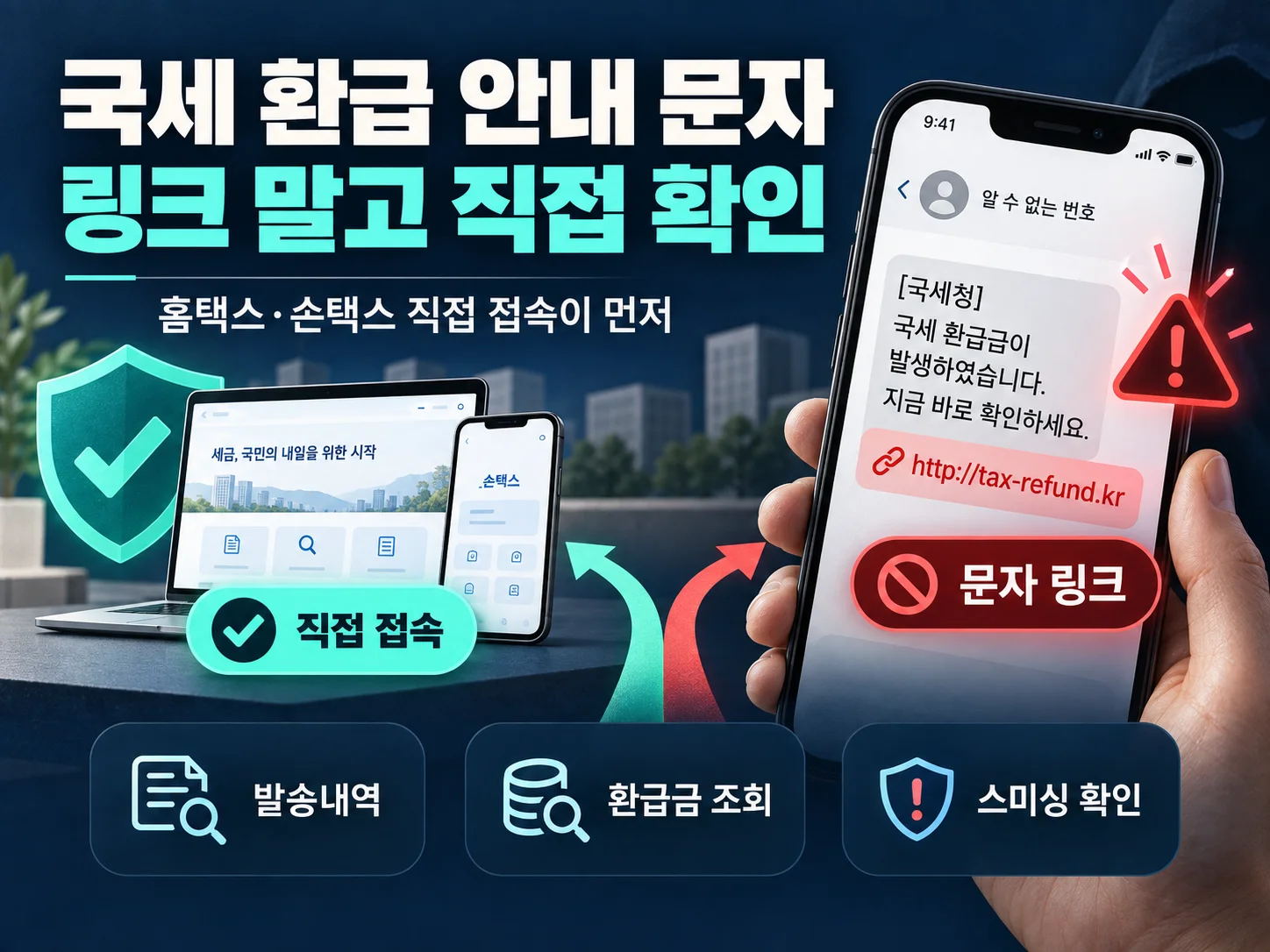 국세 환급 문자와 홈택스 직접 확인 안내