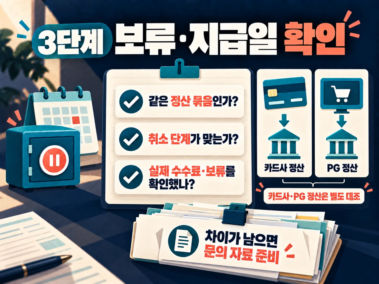 정산보류와 카드사 지급일을 점검하는 카드매출 체크리스트