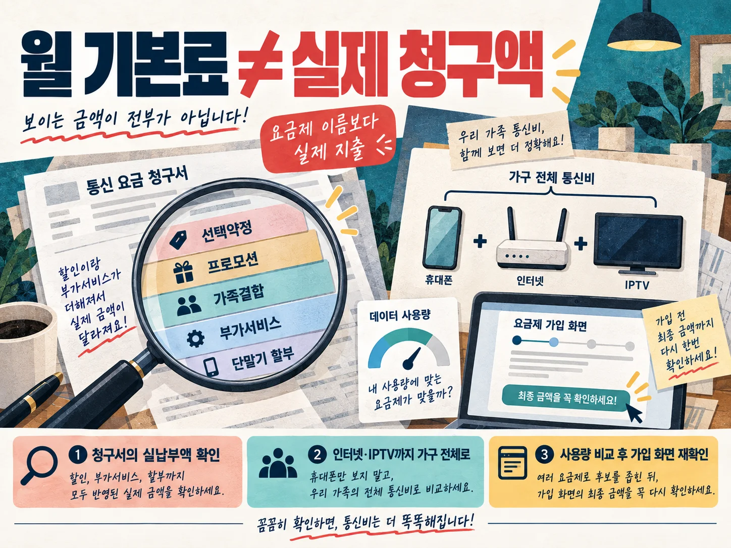 알뜰폰 번호이동 전 현재 통신비 실납부액을 비교하는 항목