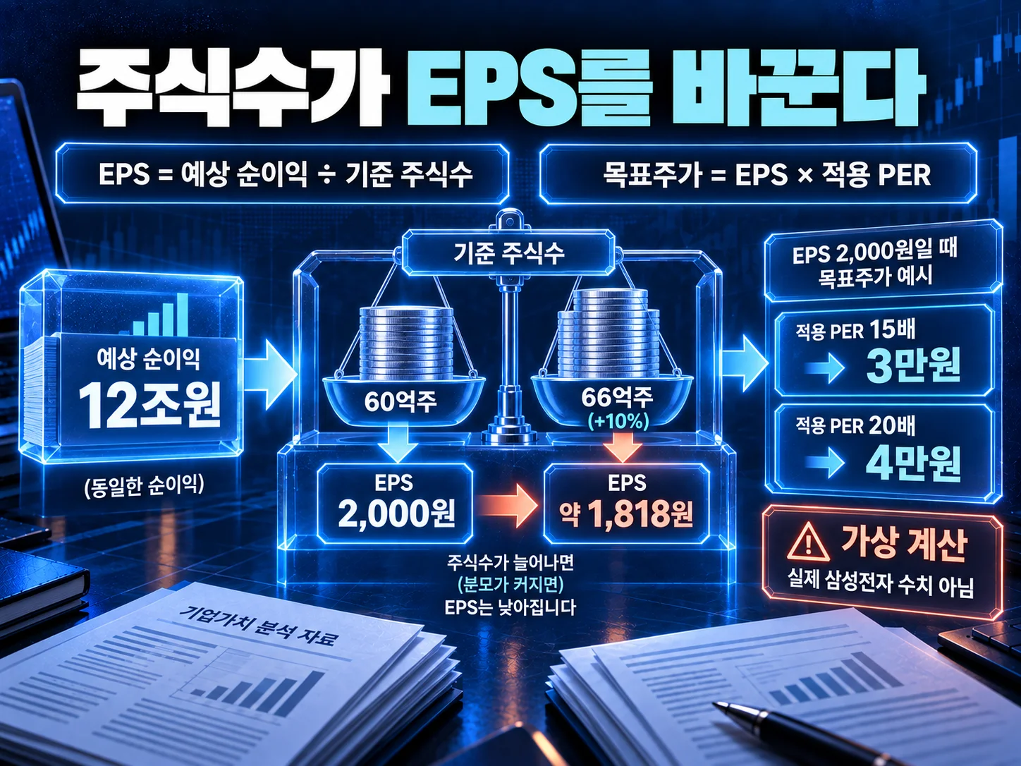 EPS와 기준 주식수로 계산하는 목표주가 구조