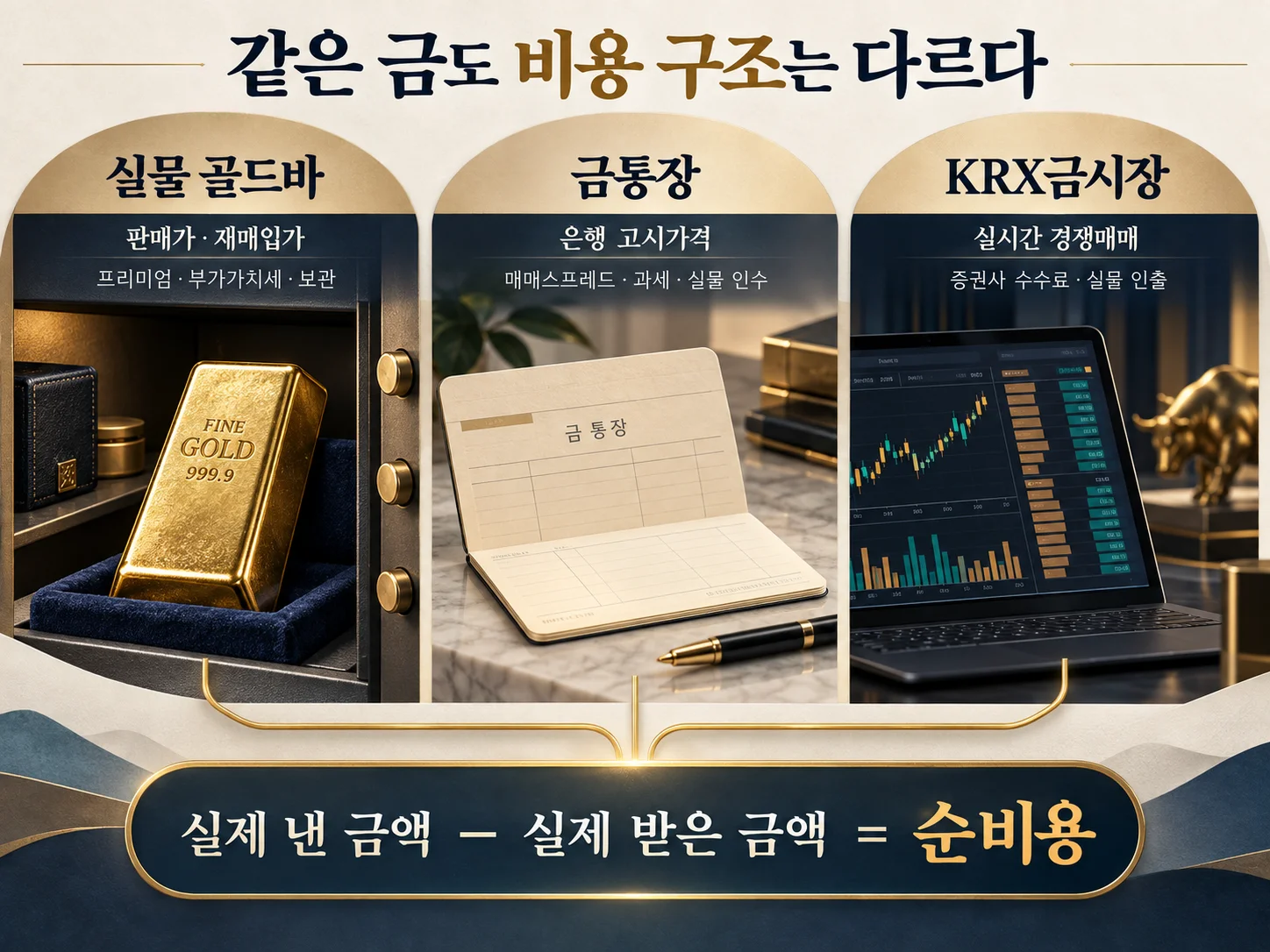 골드바·금통장·KRX금시장의 금 투자 방식과 주요 비용 항목