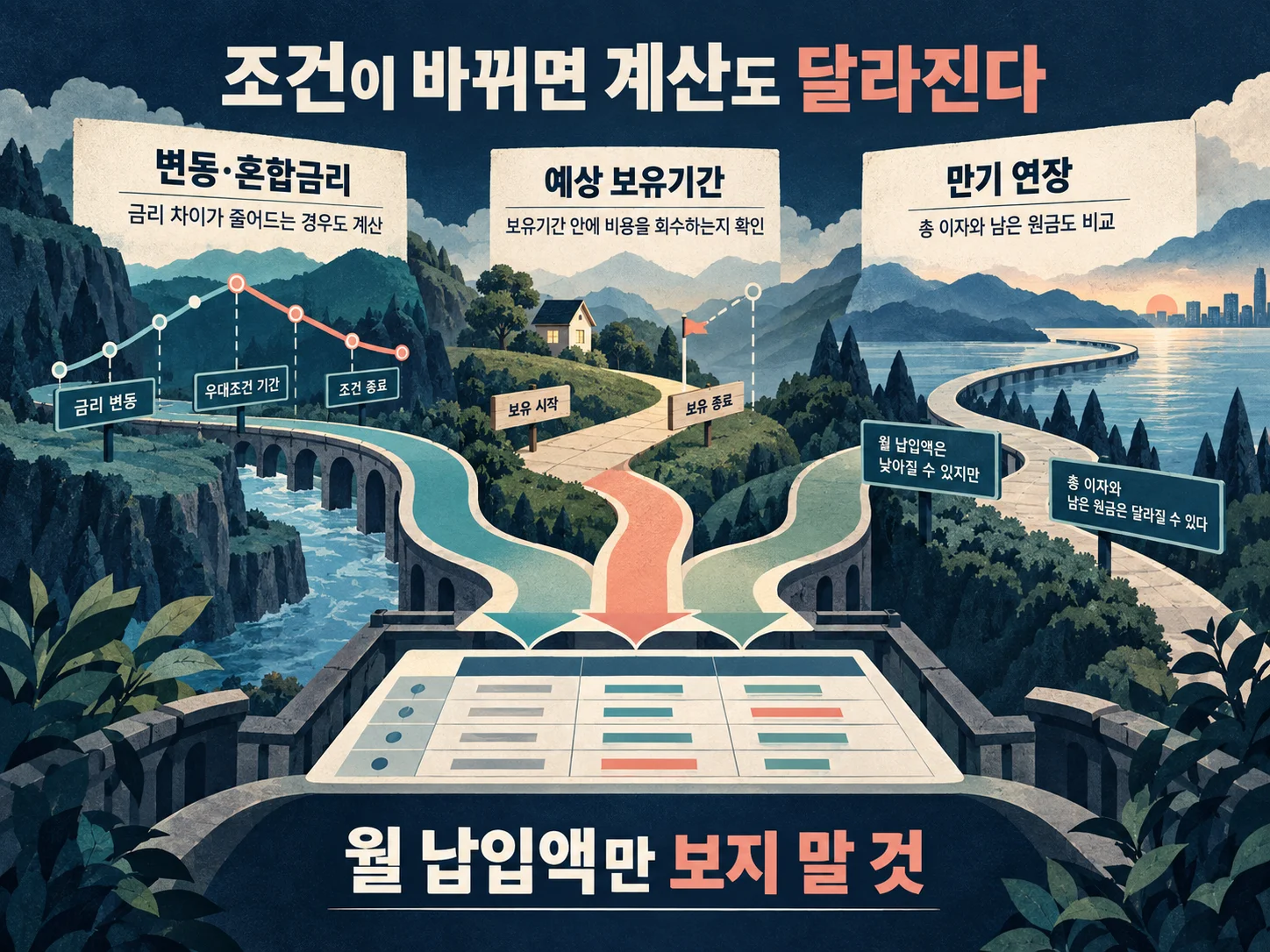 변동금리와 예상 보유기간에 따른 대출 대환 손익분기점 비교