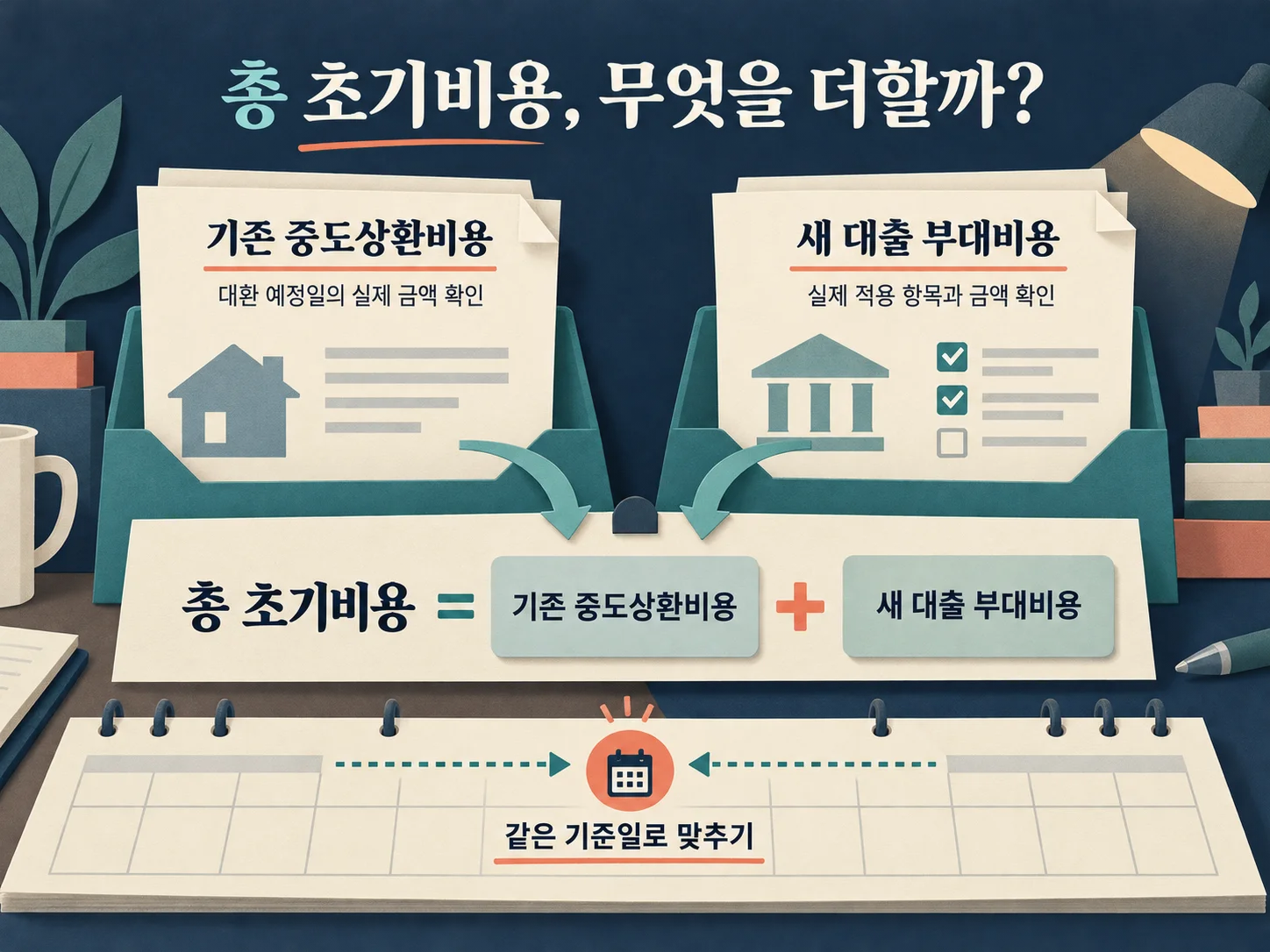 중도상환비용과 새 대출 부대비용을 합산하는 대환 비용 확인