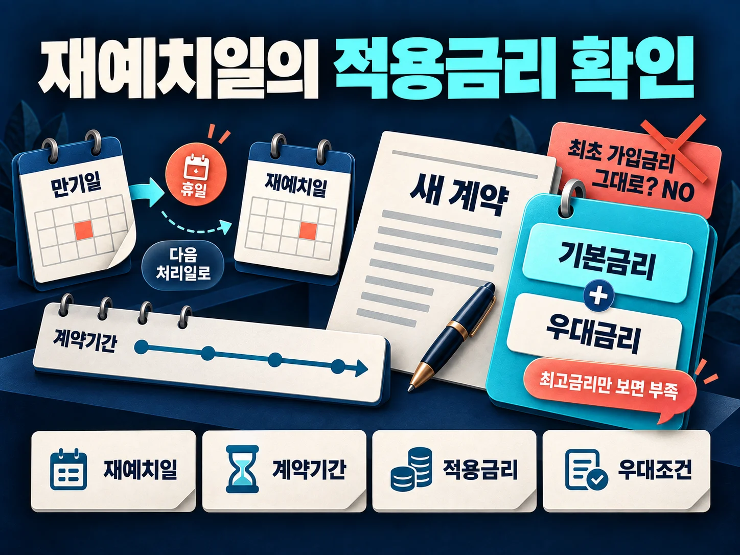 재예치일 고객적용이율과 계약기간별 예금 금리 비교