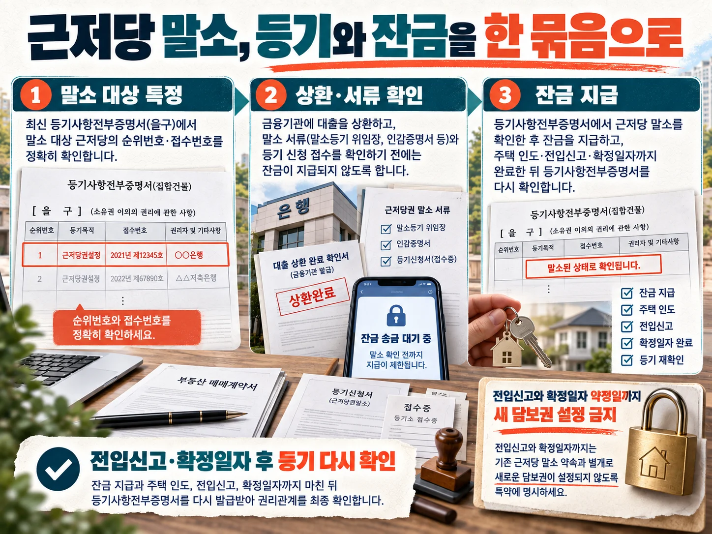 근저당 말소와 전세 잔금 지급 조건을 확인하는 절차