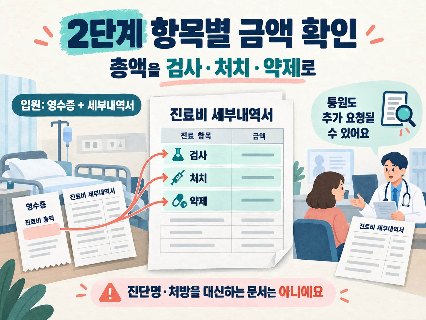 진료비 세부내역서의 검사·처치·약제 항목 확인