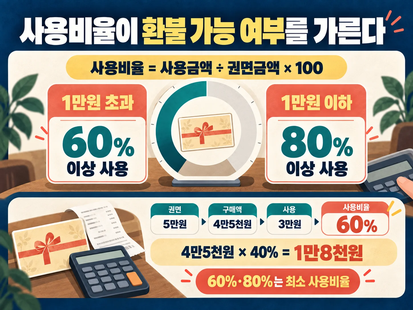 상품권 잔액 환불 사용비율 계산 기준