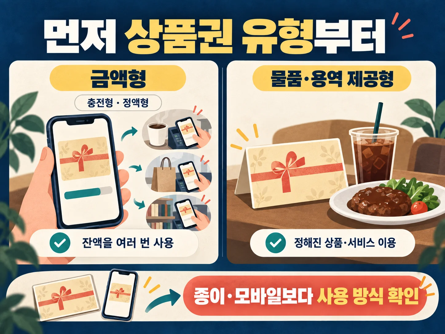 금액형과 물품·용역 제공형 상품권 구분 안내
