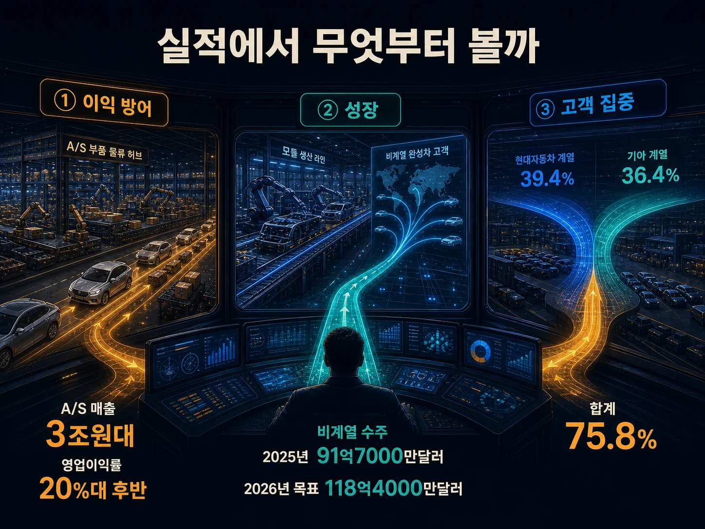 현대모비스 투자자가 분기 실적에서 확인할 핵심 지표를 정리한 이미지