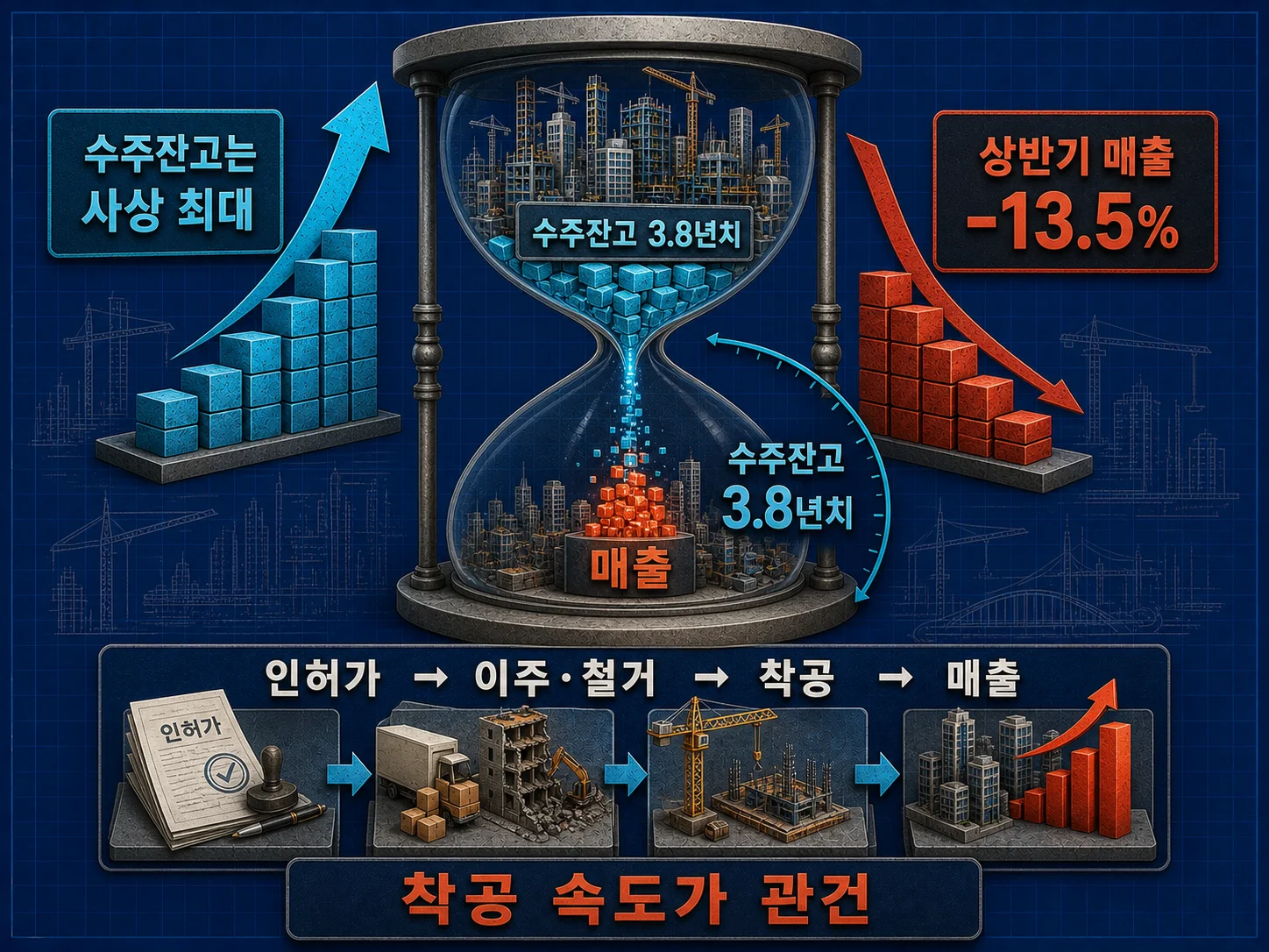현대건설 수주잔고 3.8년치가 매출로 전환되는 시차