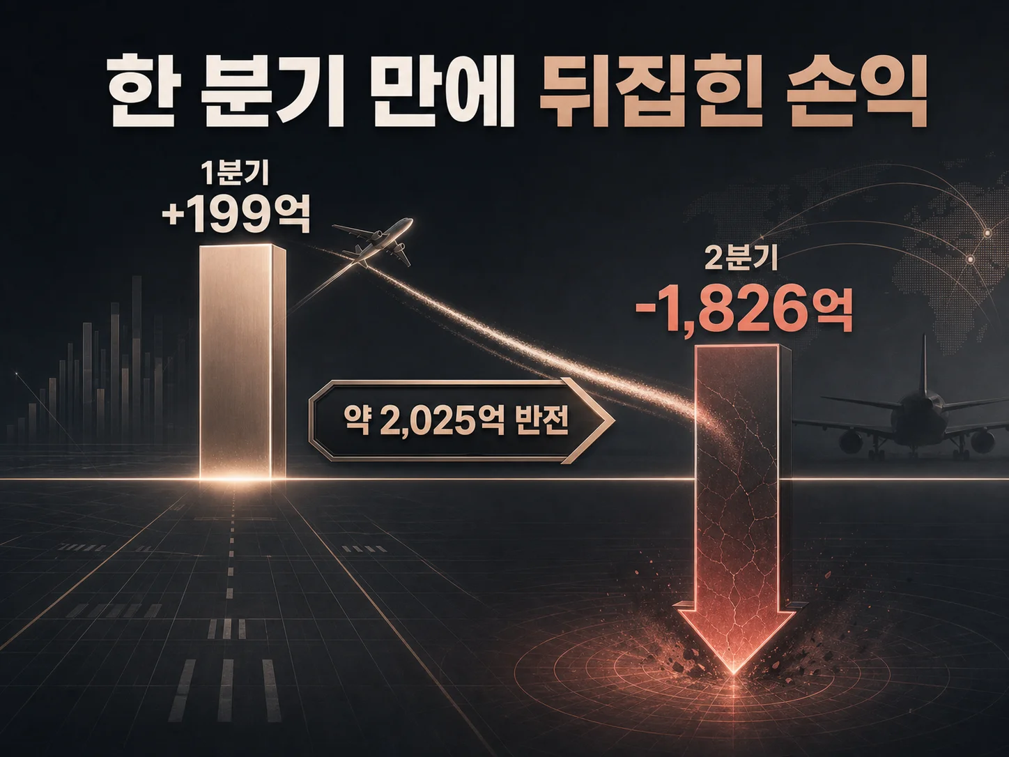 티웨이항공 2분기 영업손실 전환을 나타내는 실적 그래프 이미지