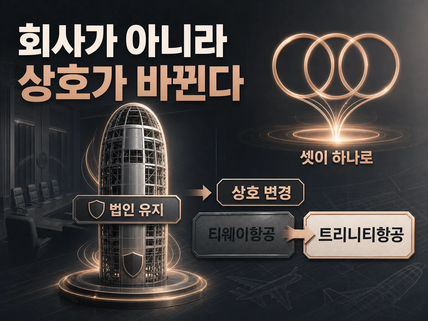 트리니티항공 새 브랜드 런칭과 유니폼 공개 현장을 보여주는 이미지