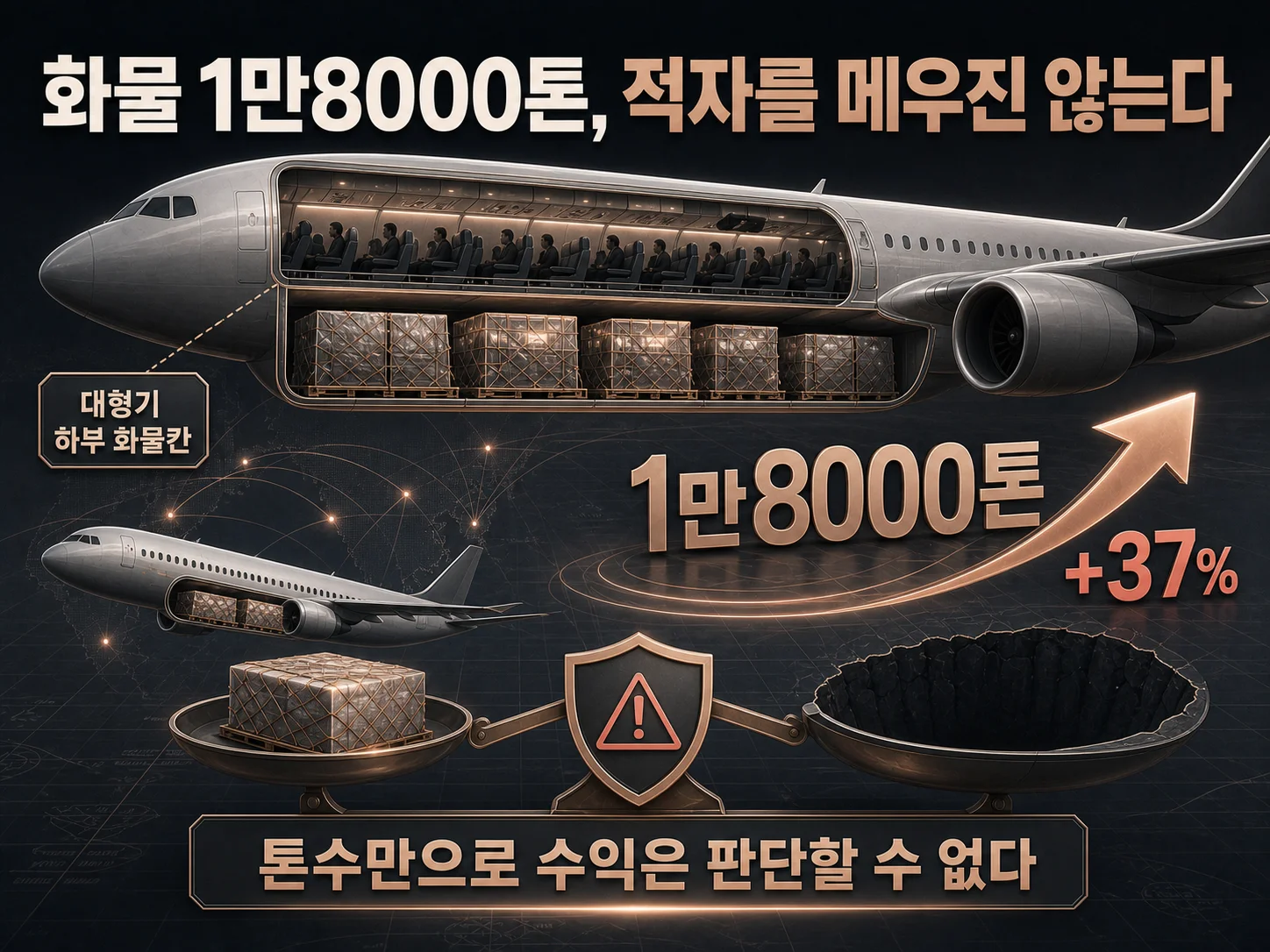 장거리 대형기 화물칸을 활용한 벨리카고 운송을 표현한 이미지
