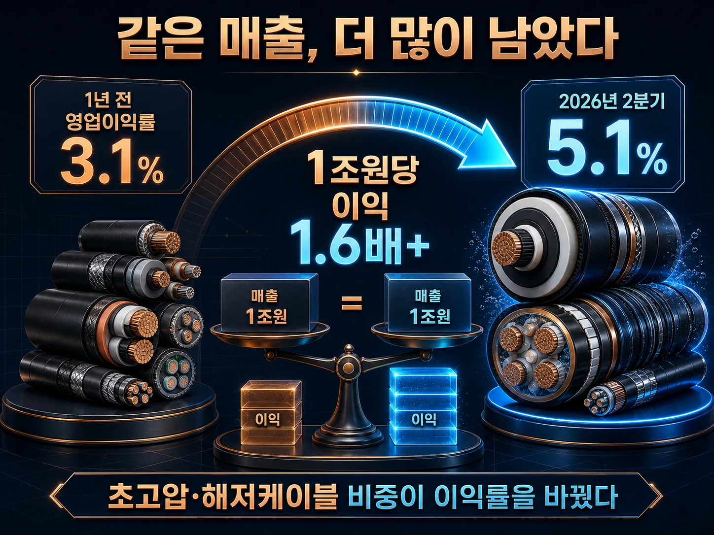 대한전선 영업이익률 상승 원인 분석 그래프