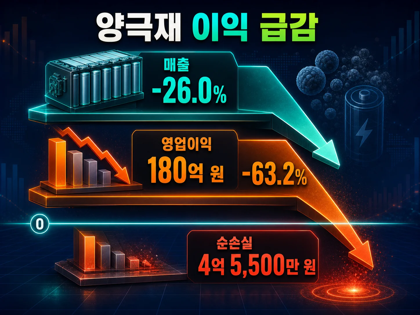 에코프로비엠 양극재 사업 영업이익 급감을 나타내는 이미지