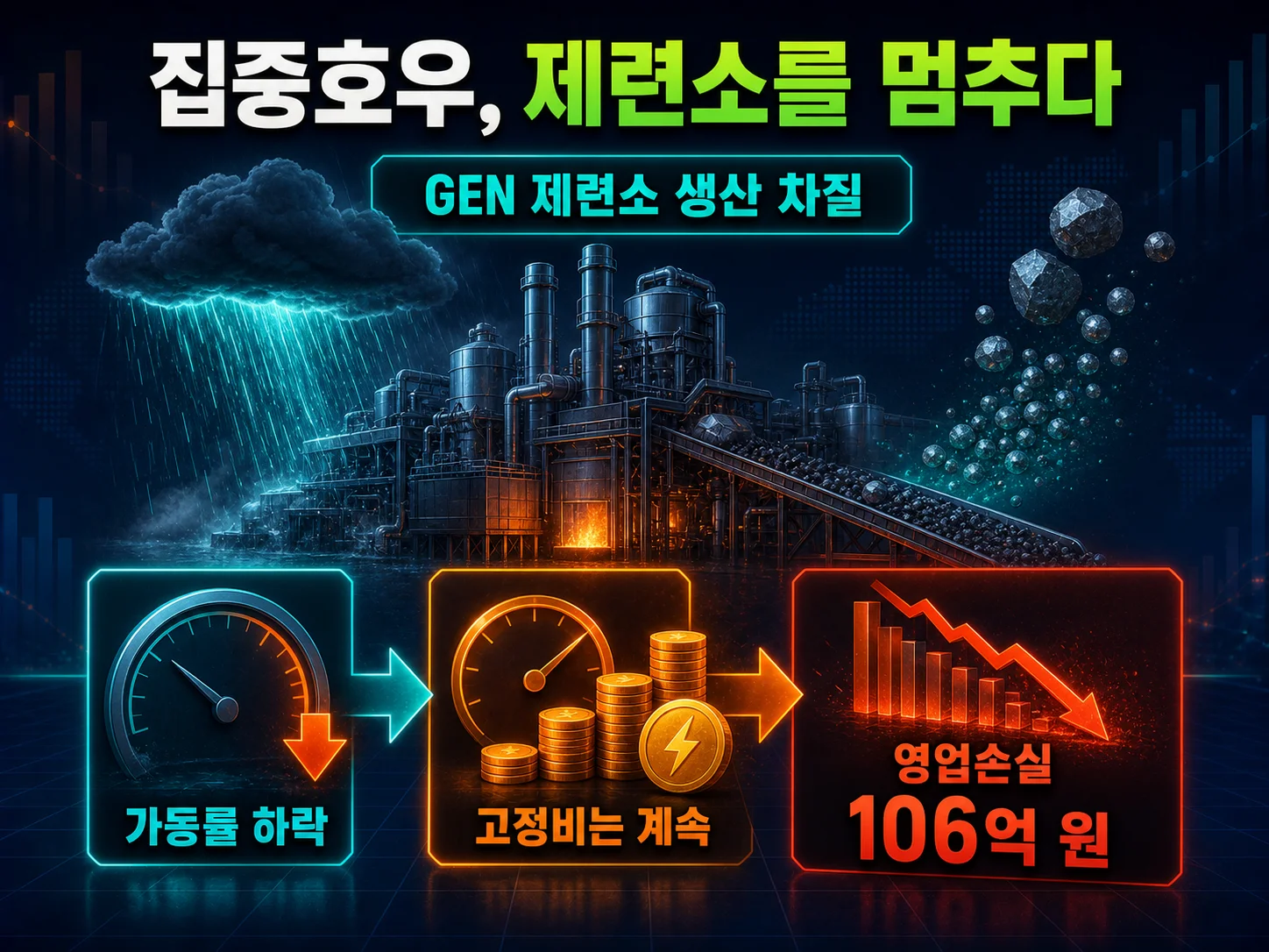 인도네시아 니켈 제련소 집중호우로 인한 가동률 하락 상황