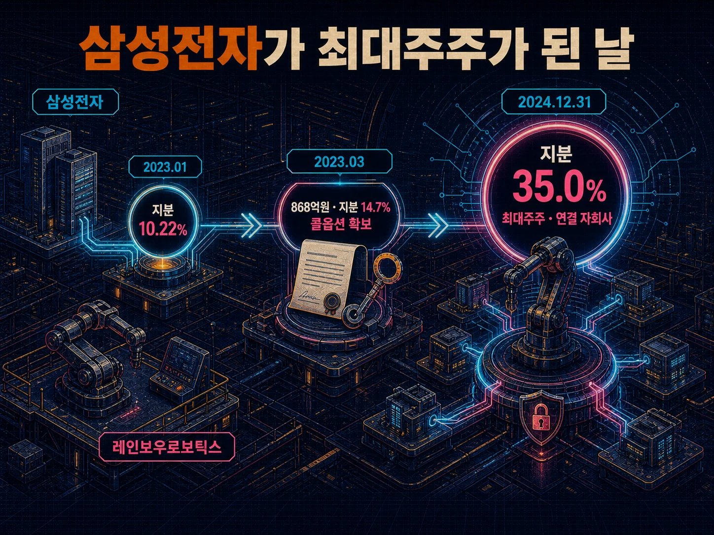 삼성전자의 레인보우로보틱스 지분 확대와 콜옵션 행사 흐름