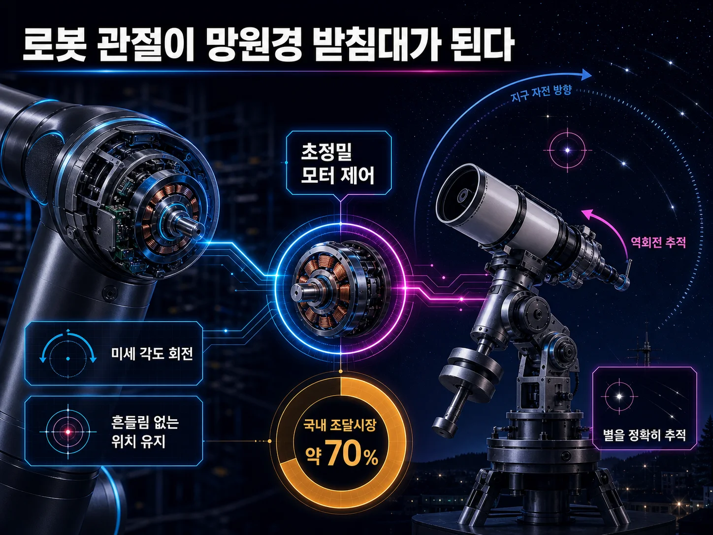 천체 관측 장비를 제어하는 초정밀 지향 마운트 구조
