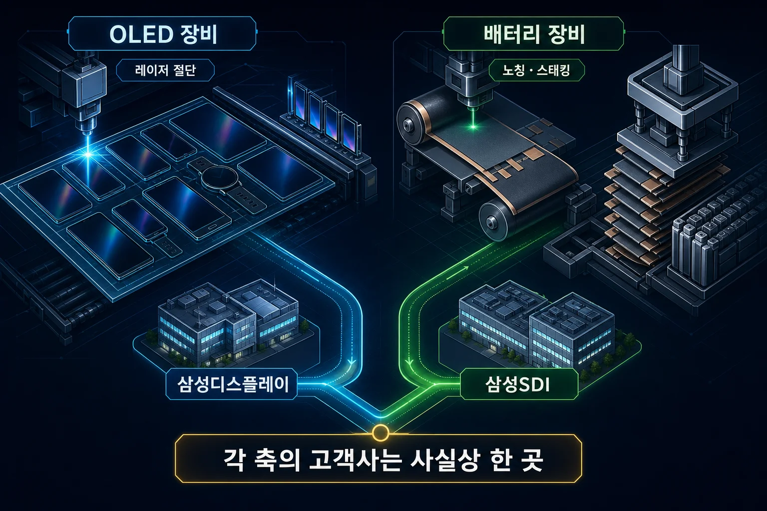 삼성디스플레이에 공급하는 OLED 장비와 삼성SDI에 공급하는 배터리 장비로 갈리는 필옵틱스 매출 구조