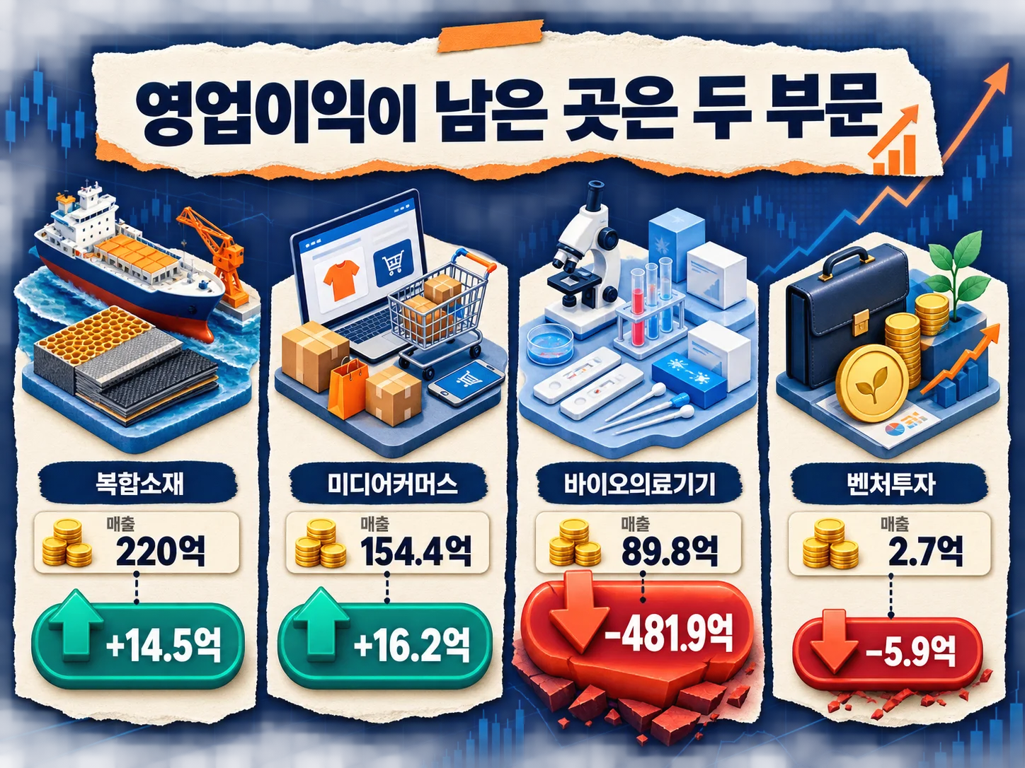 HLB 사업부문별 매출과 영업이익 손실이 갈리는 구조