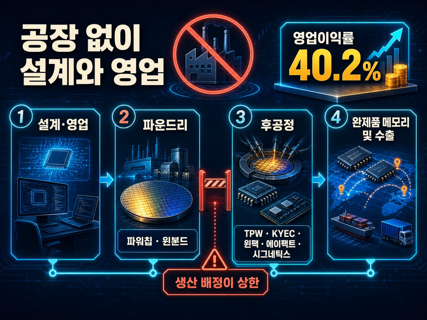 제주반도체 위탁생산 구조, 파운드리와 후공정 협력사 배치도