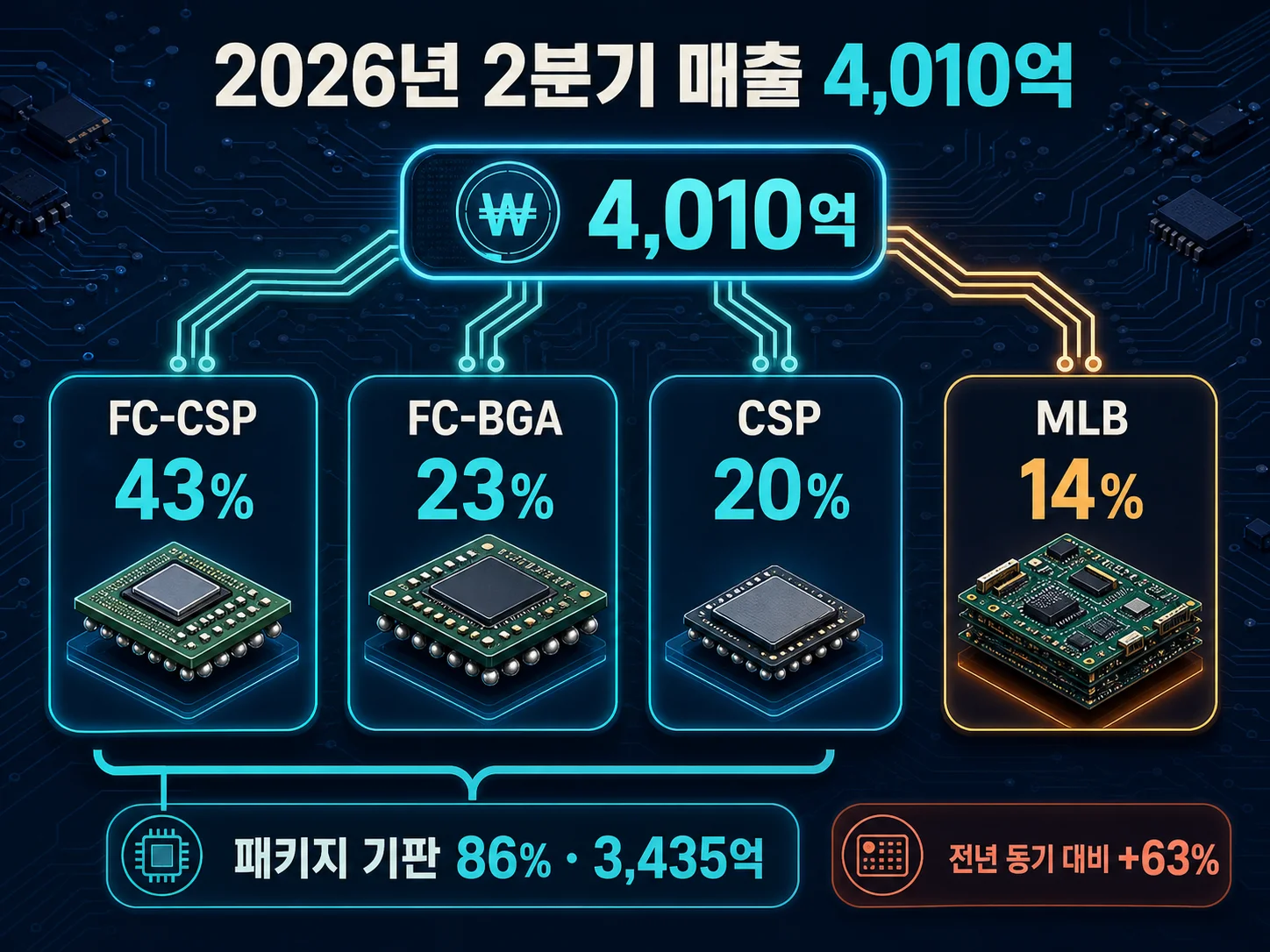 대덕전자 2026년 2분기 FC-CSP·FC-BGA·CSP·MLB 매출 비중 구성