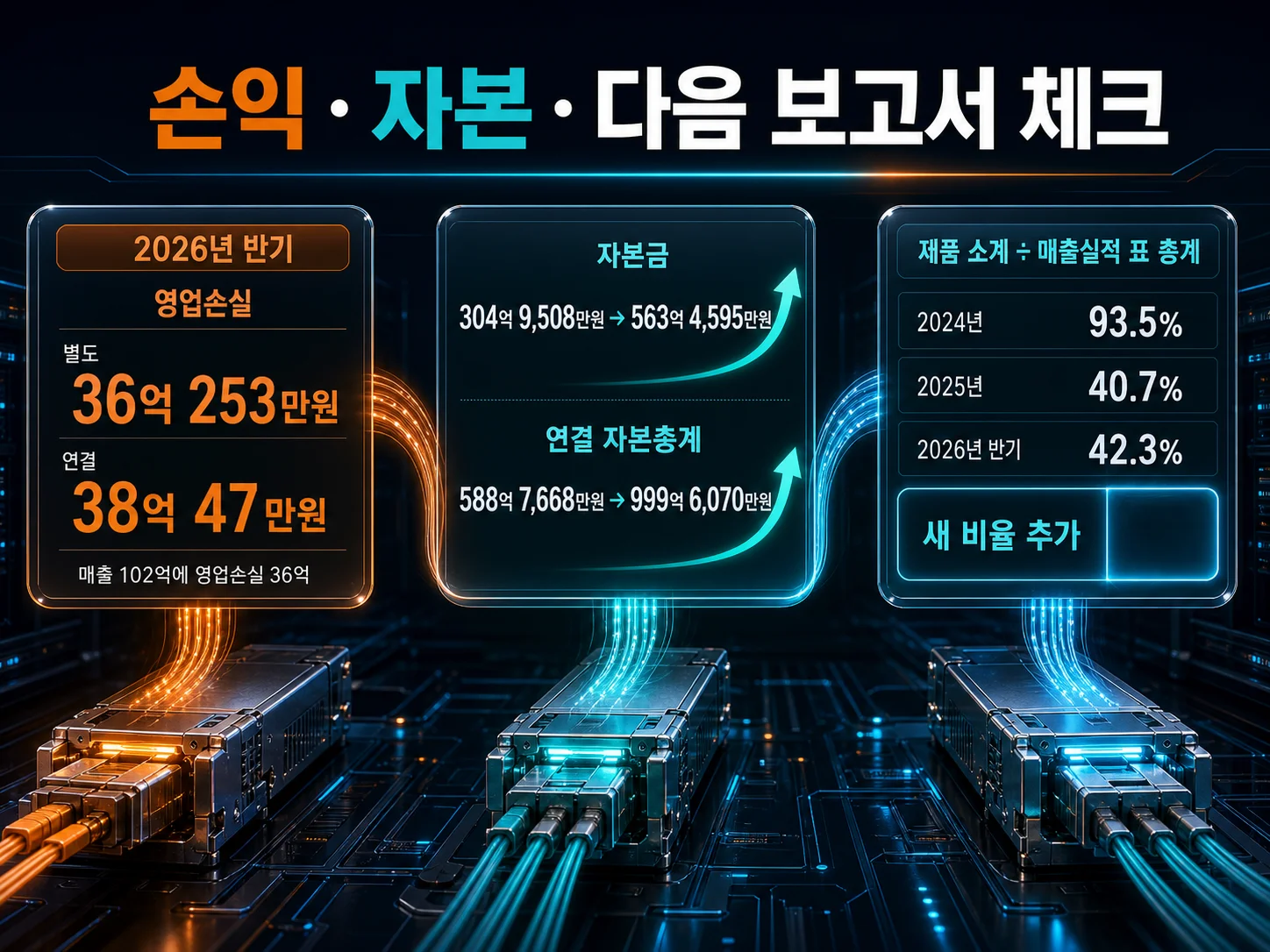 빛과전자 2026년 반기 영업손실과 자본금 변동 요약