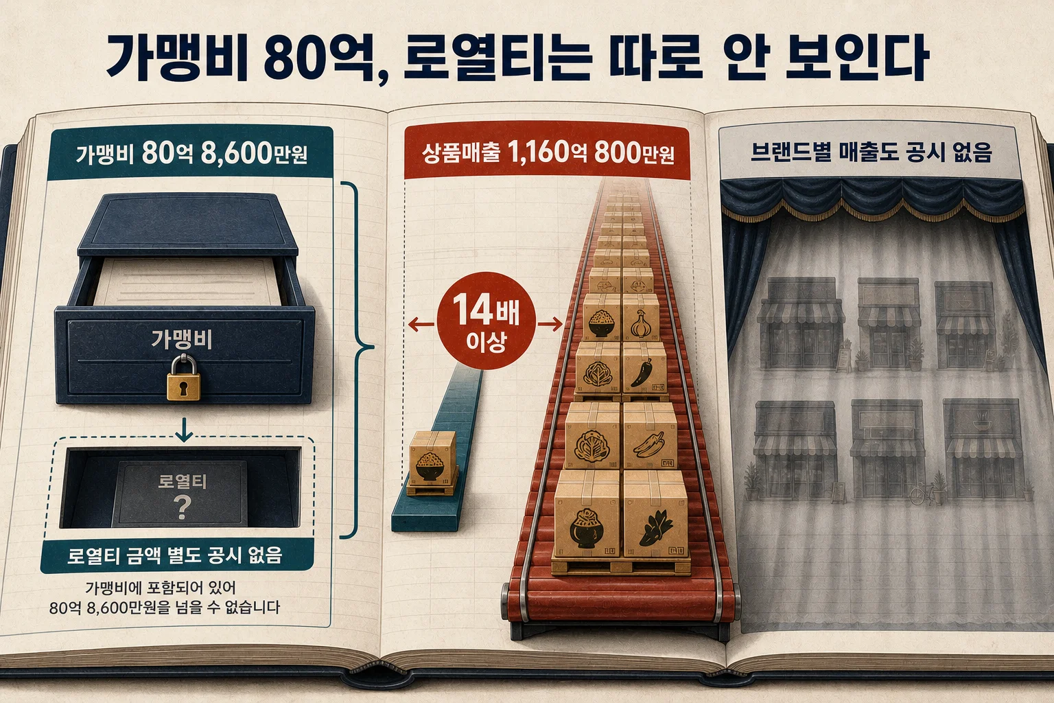 가맹비 80억원과 로열티 비중 사이의 불확실한 관계