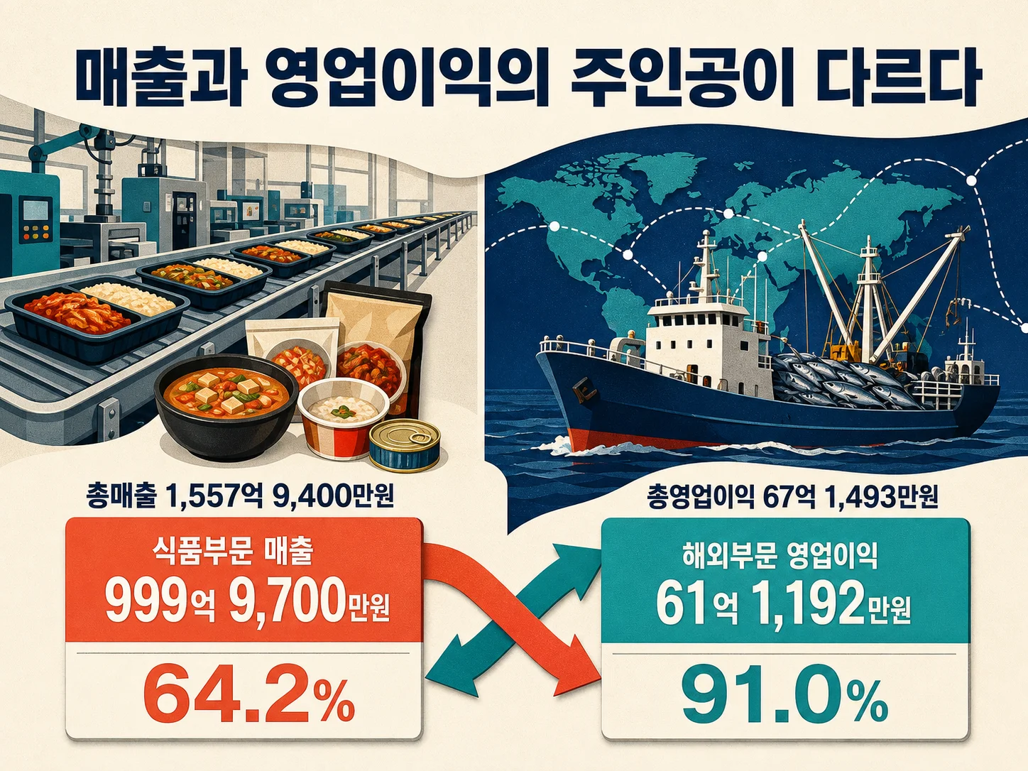 한성기업 매출 비중 1위 부문과 영업이익 비중 1위 부문이 엇갈리는 구조 표시