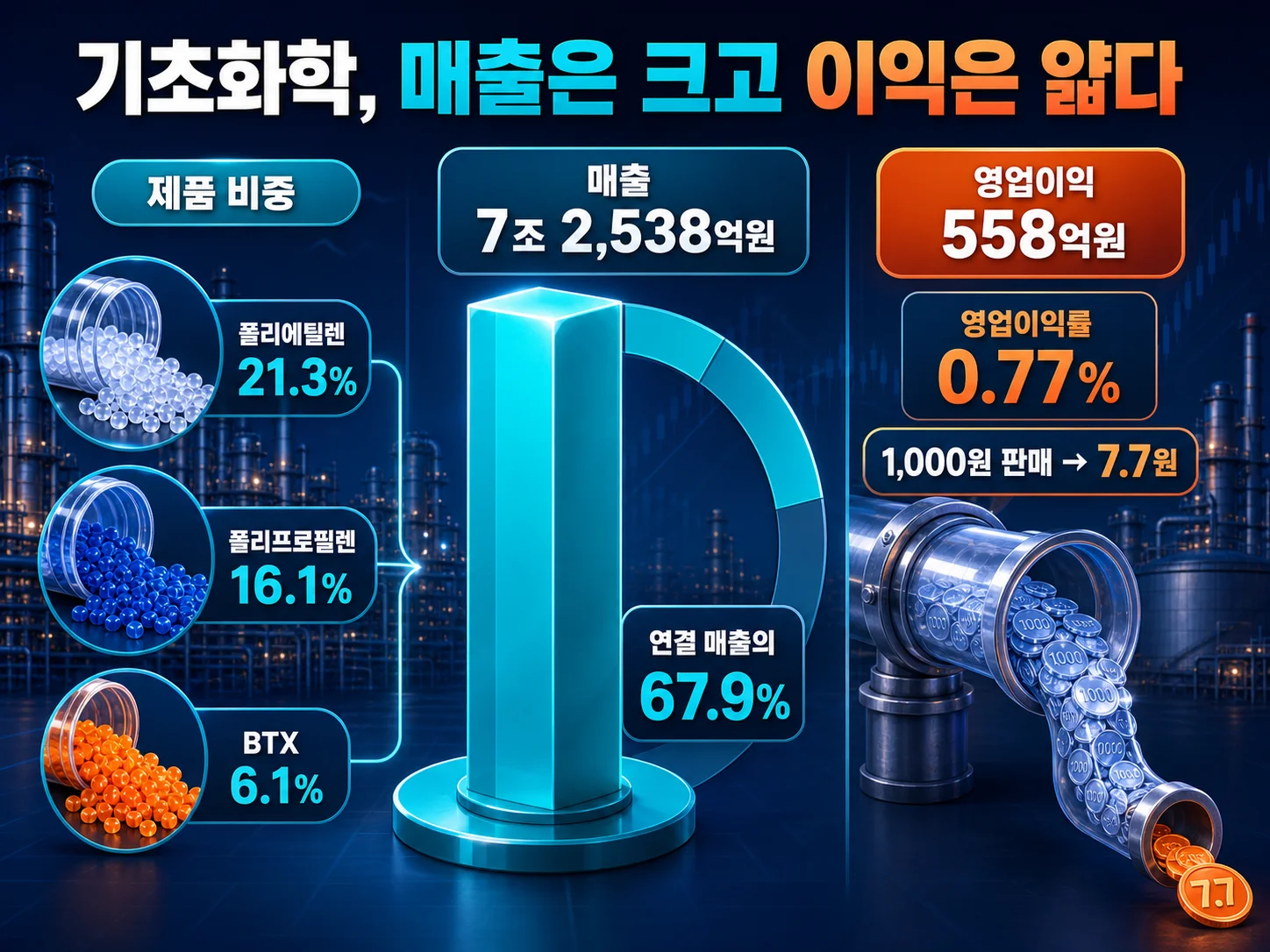 매출 1위지만 영업이익률 0.77%에 그친 롯데케미칼 기초화학 부문