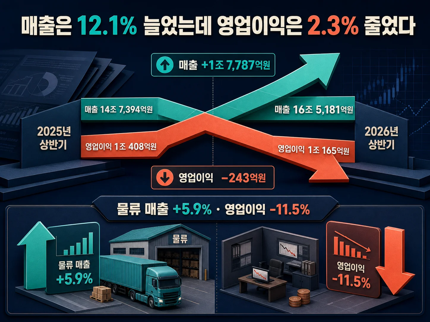 현대글로비스 물류 부문 매출 증가 대비 영업이익 감소